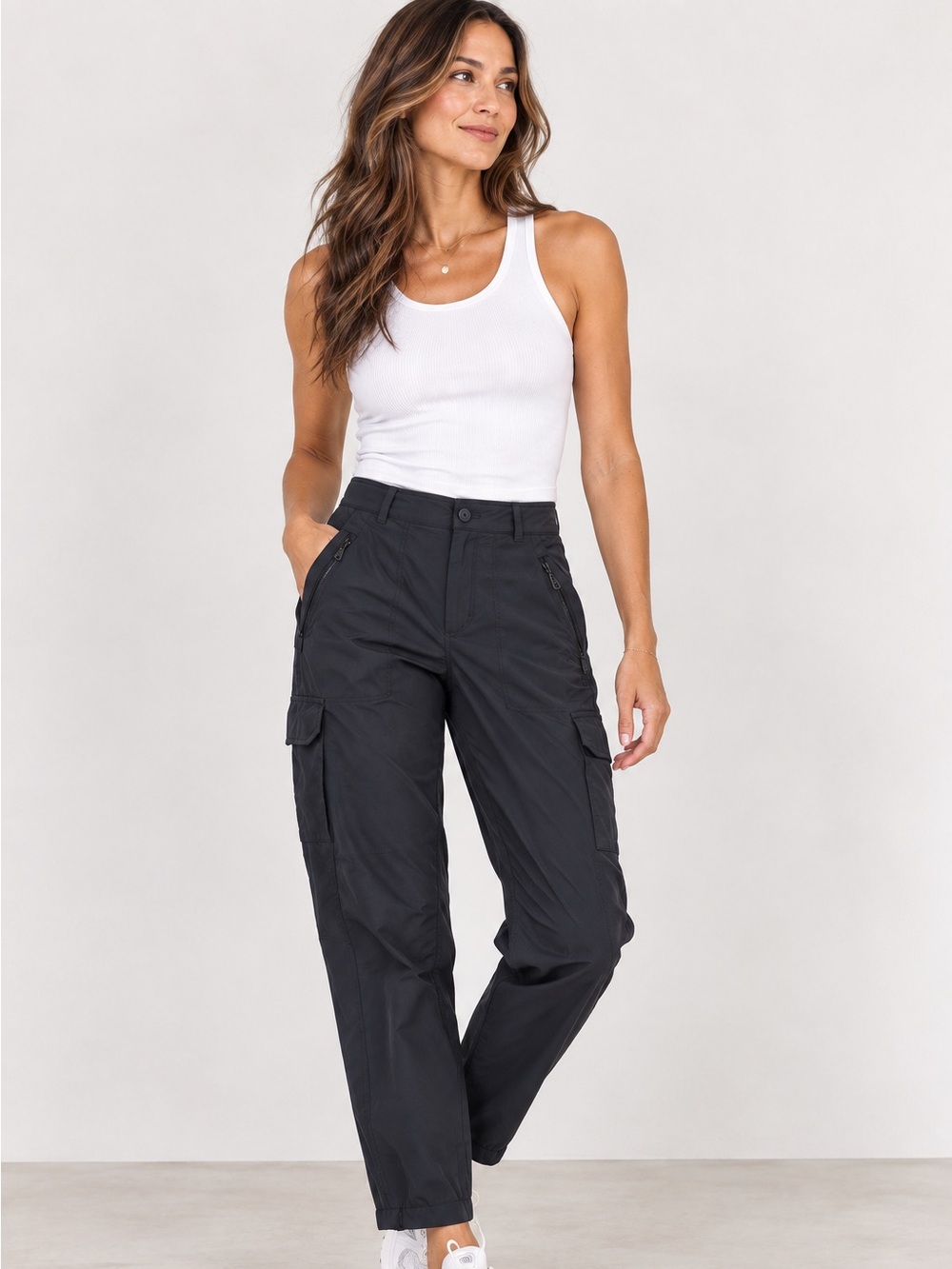 Athleta Trekkie Black Lightweight Cargo Utility Pants Size 8